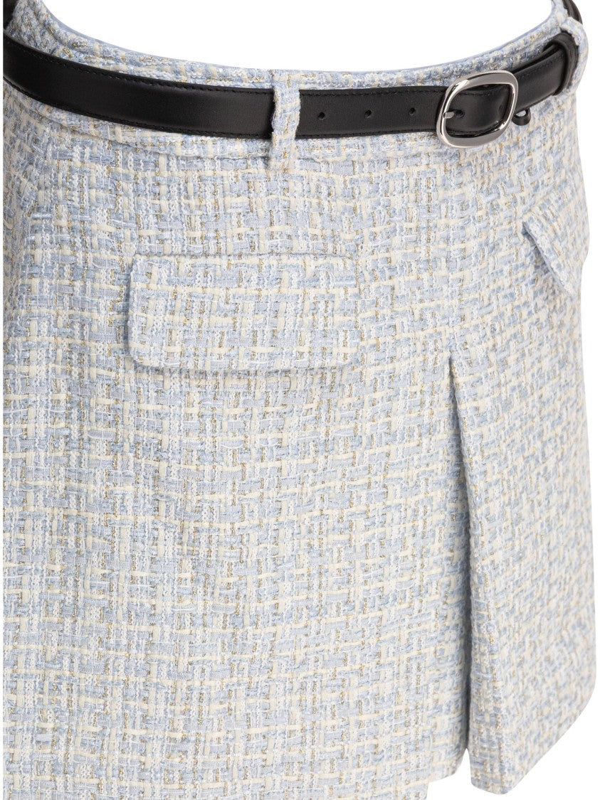 Self-Portrait Textured Mini Skirt With Pleat Detail