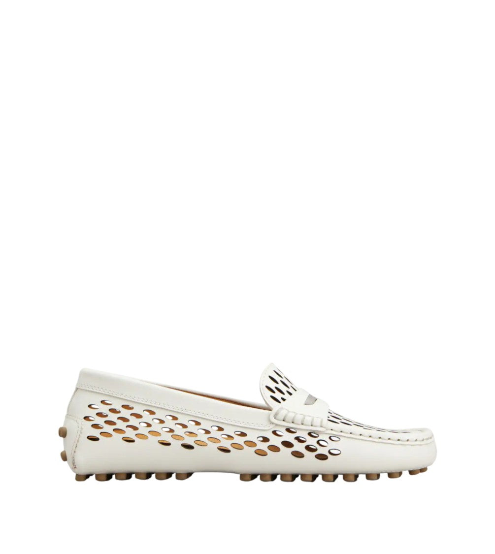 Tod's Perforated White Loafers