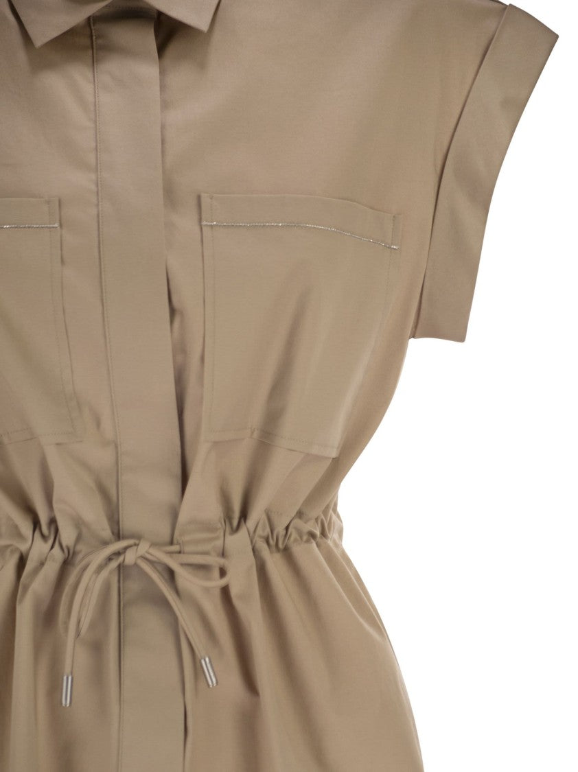 Peserico Stretch Cotton Blouse With Drawstring Waist