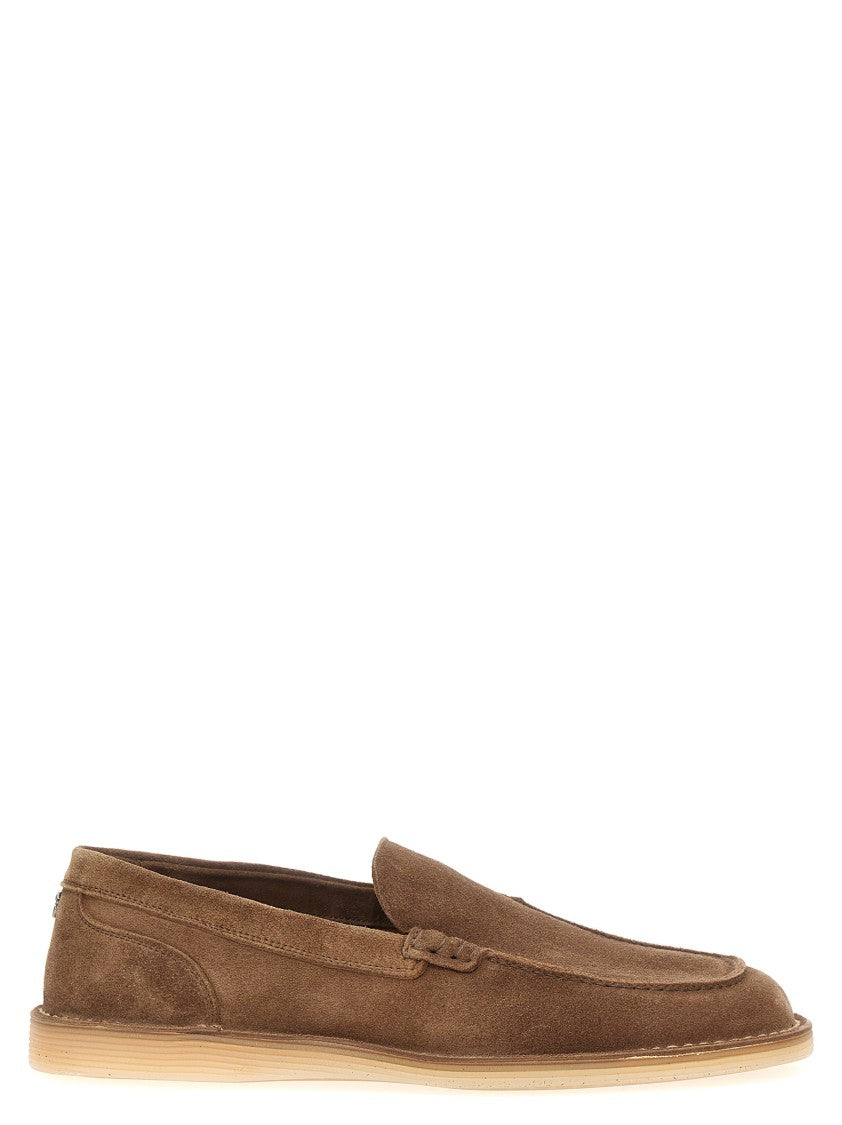 Dolce & Gabbana Brown Suede Loafers With Rubber Sole