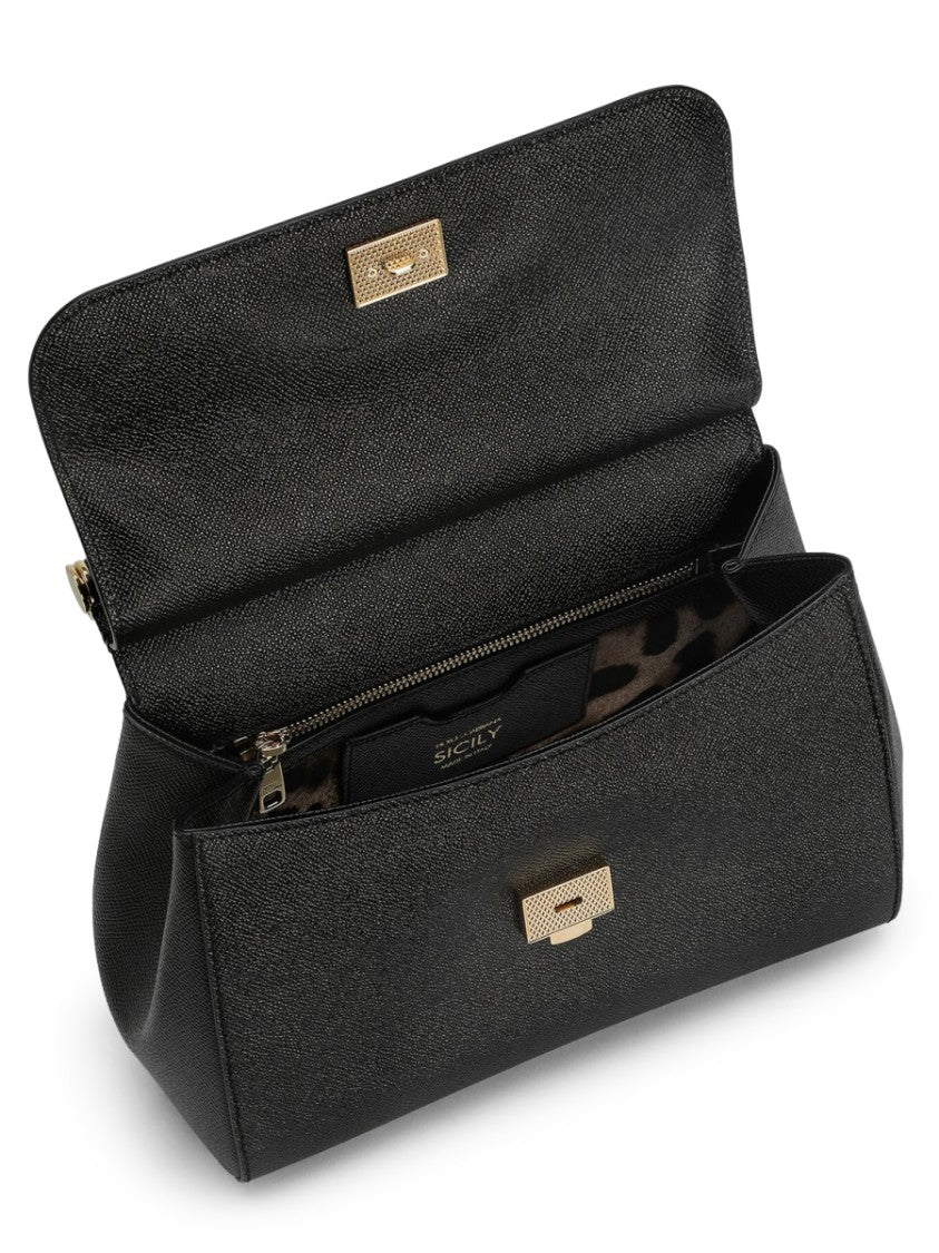 Dolce & Gabbana Structured Textured Leather Tote With Gold-Tone Hardware