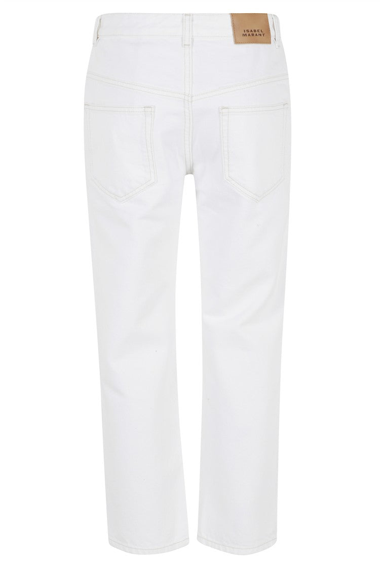 Isabel Marant White Dakota Gz Five-Pocket Cigarette-Leg Cotton Jeans