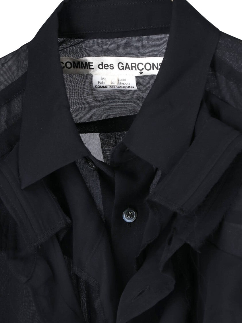 Comme Des Garçons Black Ruffled Long-Sleeve Fabric Shirt