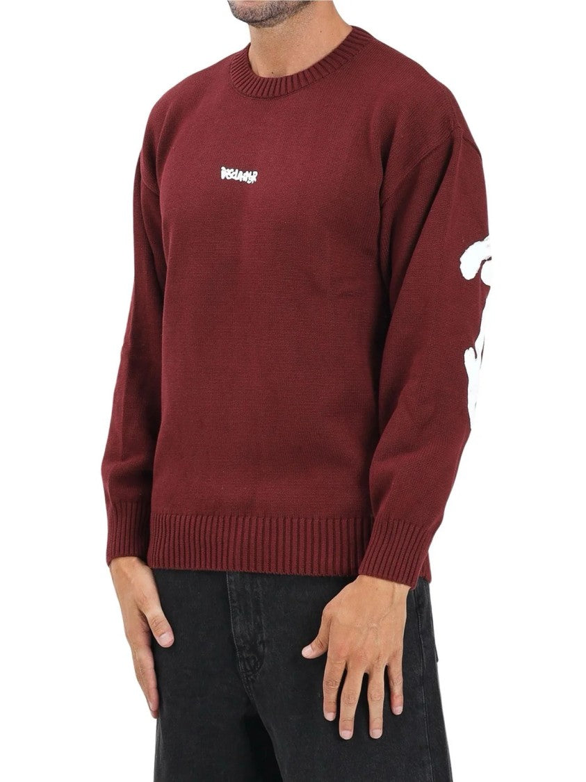 Disclaimer Disclaimer Crew Neck Sweater With Ribbed Details And Bold Graphics
