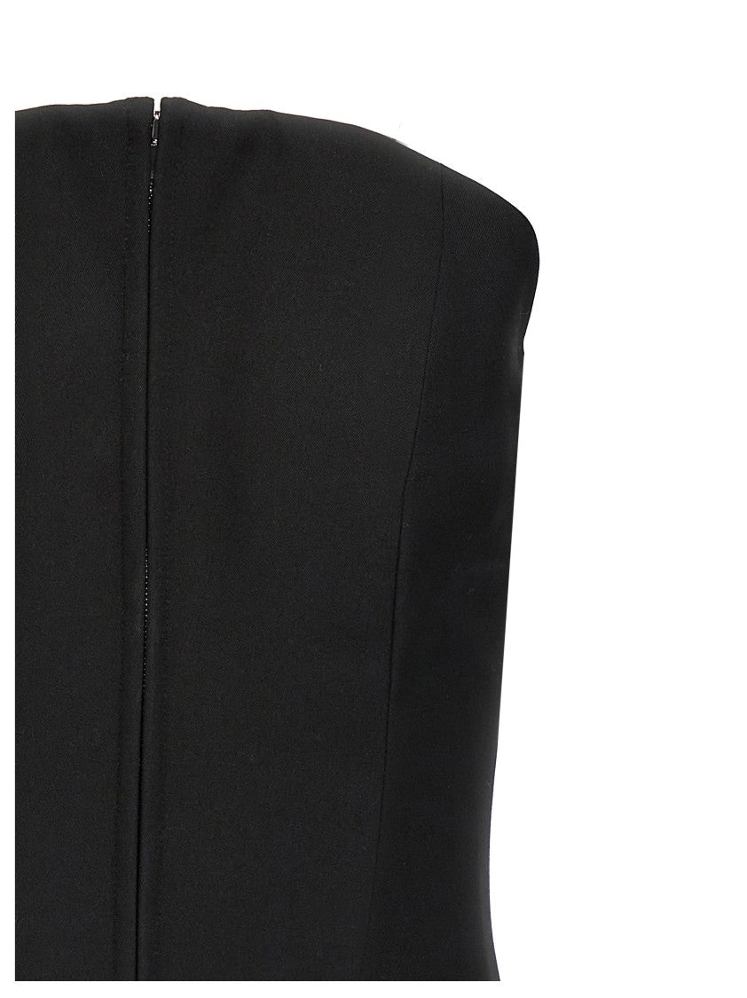Mcqueen Asymmetrical Black Wool Corset Top