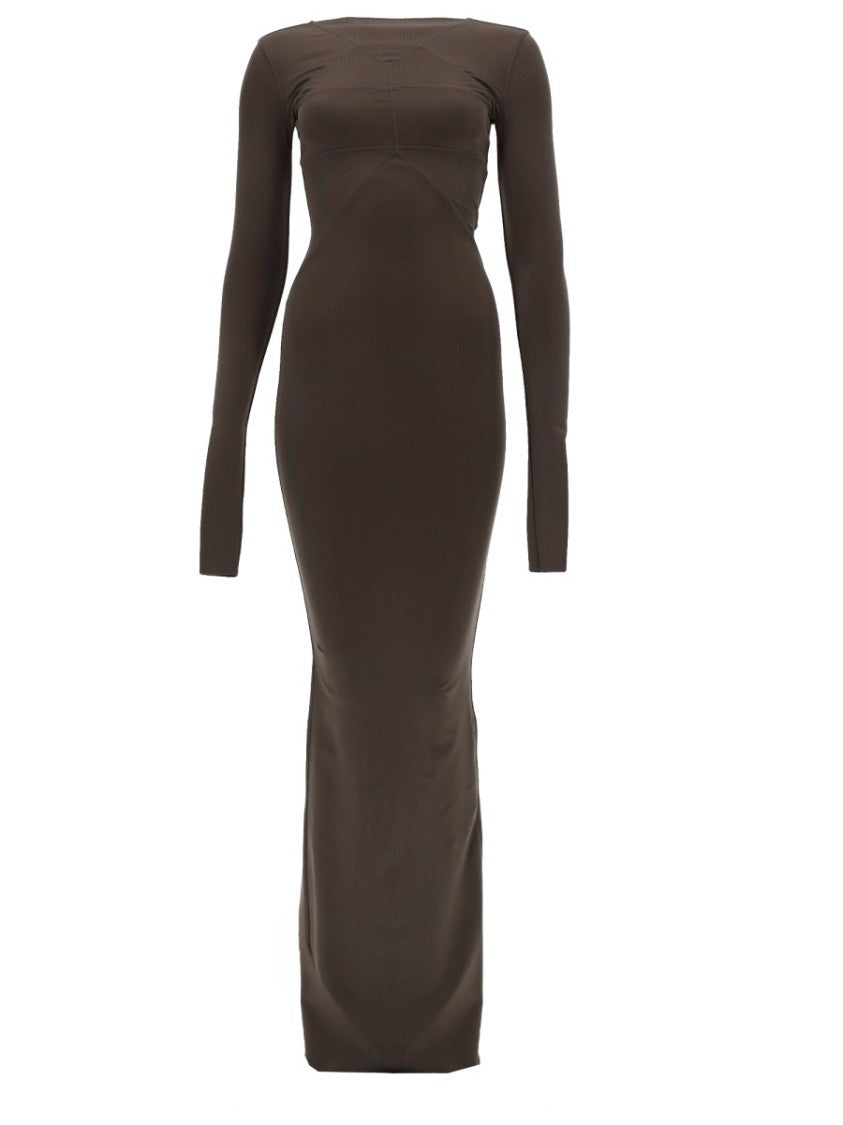 Rick Owens Black High Neckline Back Slit Gown