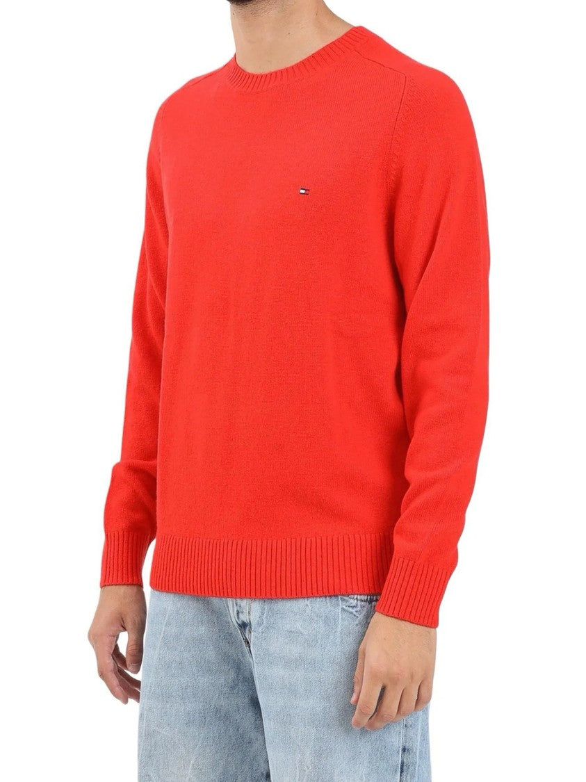 Tommy Hilfiger Crewneck Pullover With Raglan Sleeves In Vibrant Red