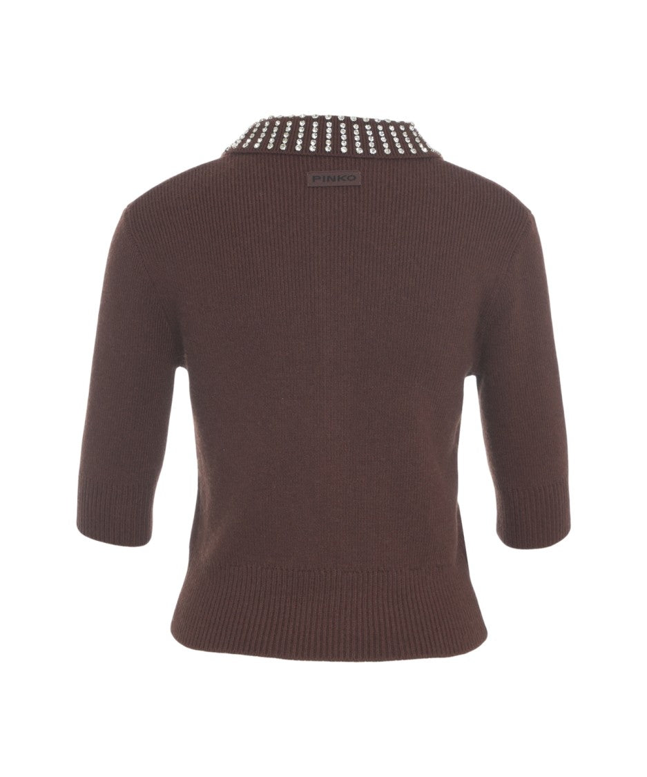 Pinko Knitted Pullover With Rhinestone Applications