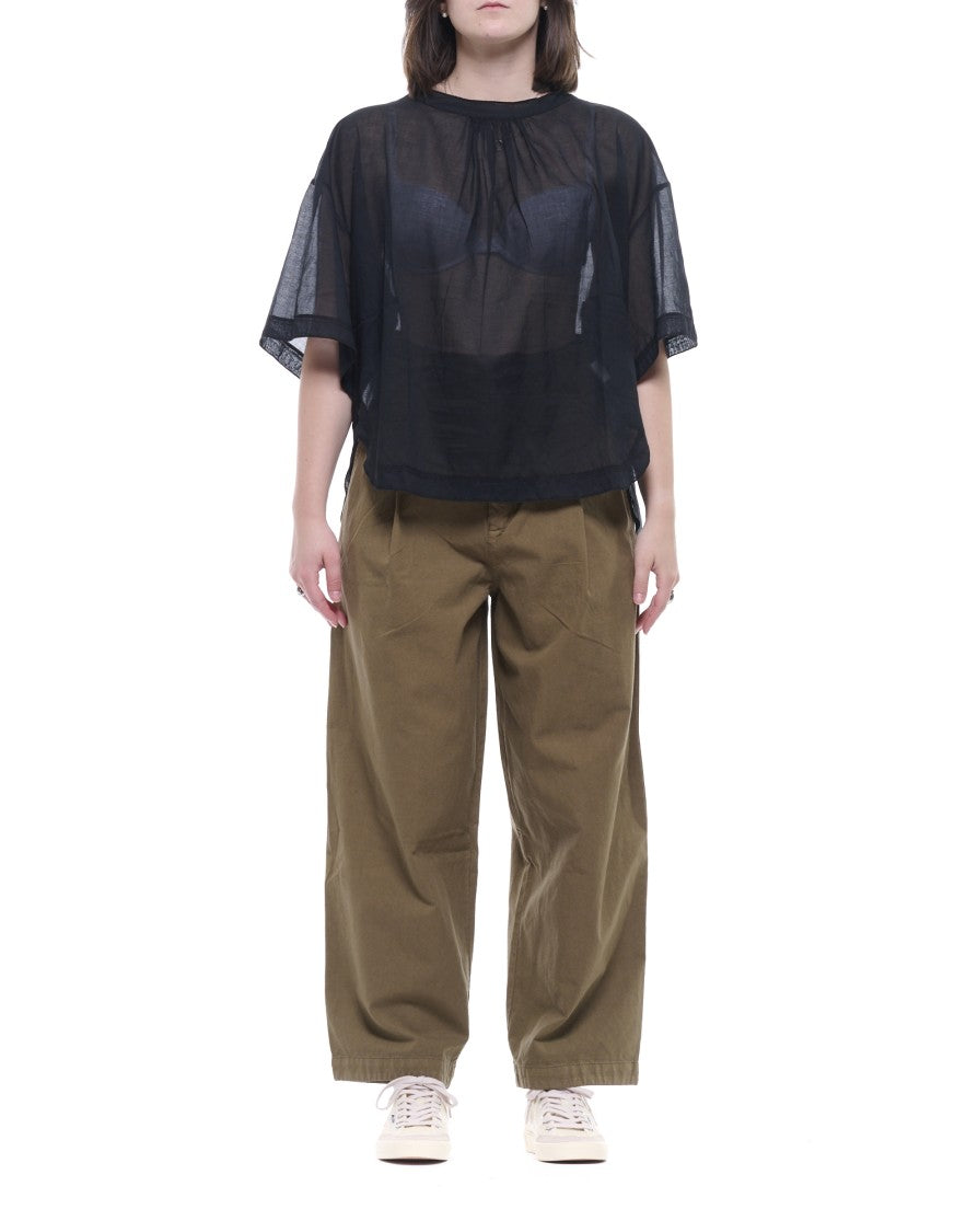 Eat Dust 673 Wide Round-Leg Pleated Carpenter Trousers With Utility Pocket