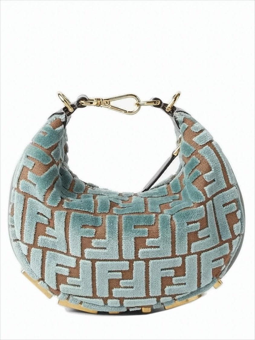 Fendi Crescent-Shaped Shoulder Bag In Plush Velvet