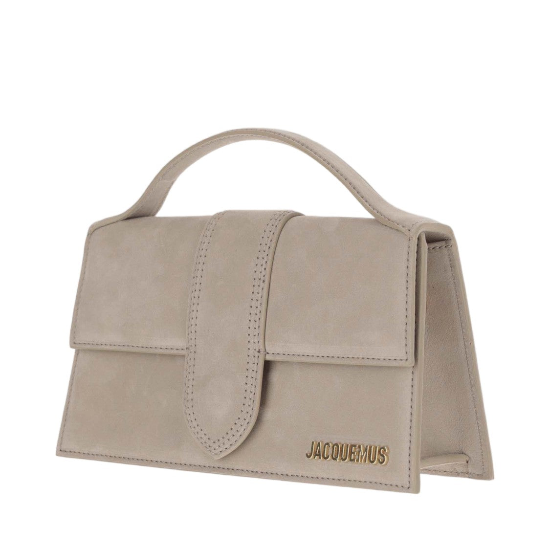 Jacquemus Rectangular Dark Beige Leather Bag With Magnetic Closure And Signature Logo