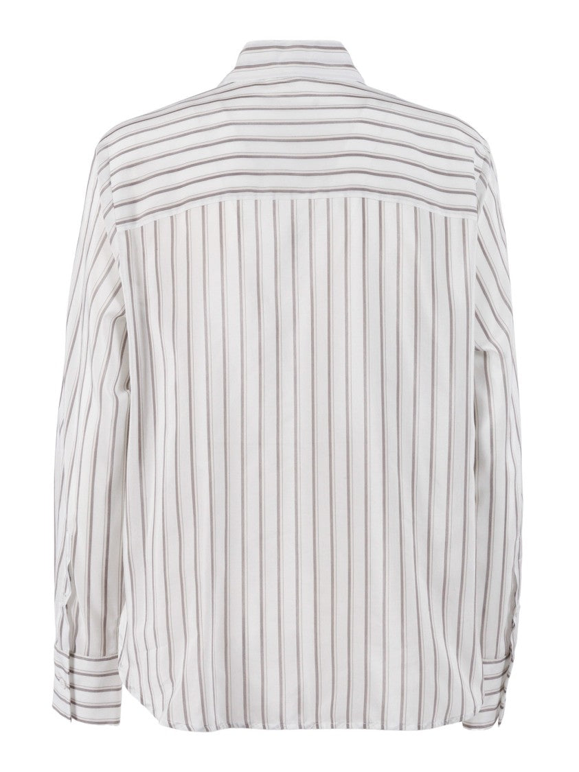 Peserico Blouse Striped Wide Cuff Blouse