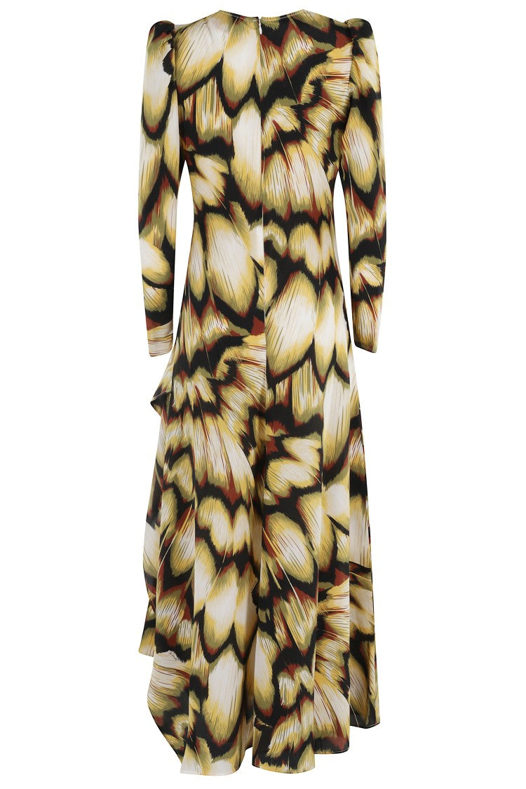 La Double J Femme Midi Dress With Abstract Feather Print