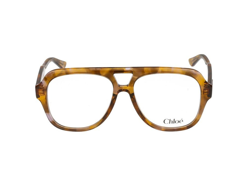 Chloé Havana Distinctive Double Bridge Oversized Eyeglasses