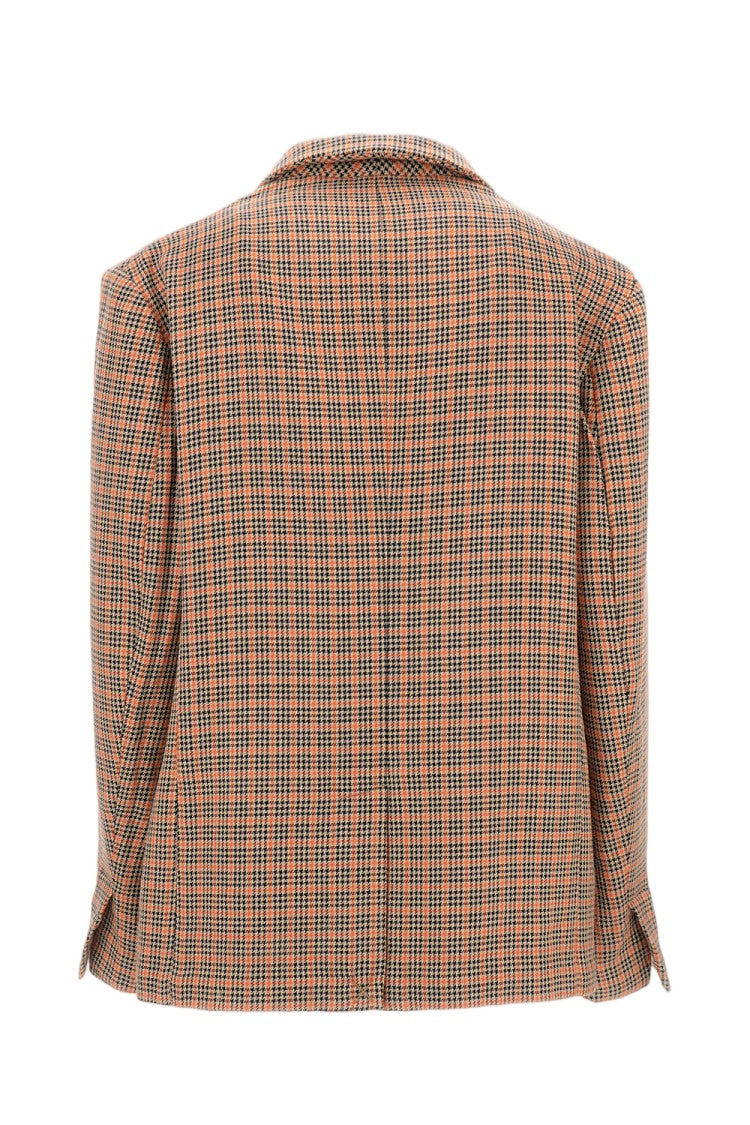 Meta Campania Tailored Wool Blazer With Pied De Poule Pattern And Notched Lapel