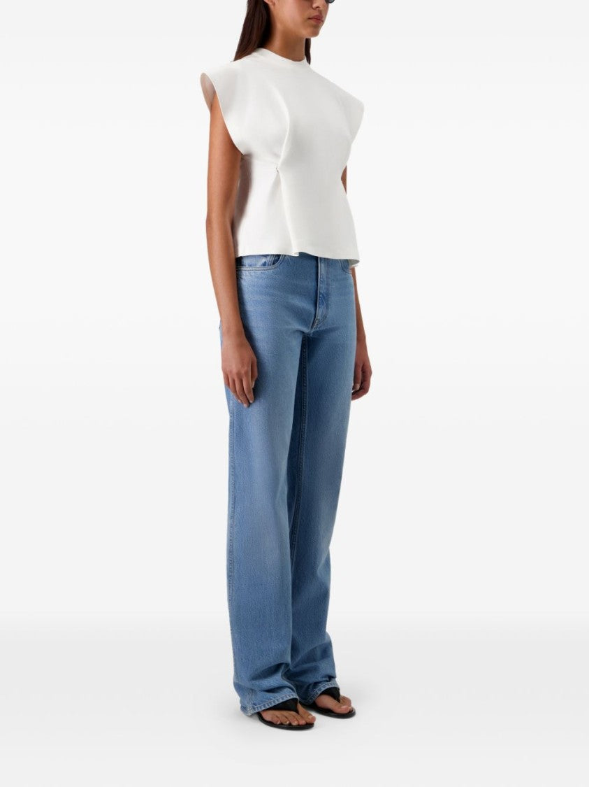 Coperni Structured White T-Shirt With Adjustable Fit And Cinched Details