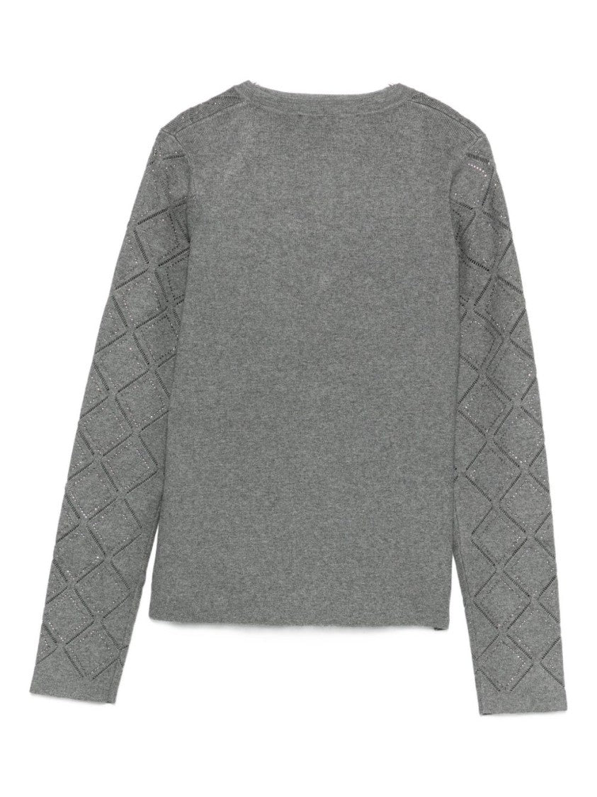 Blugirl Diamond-Patterned Grey Knit Cardigan