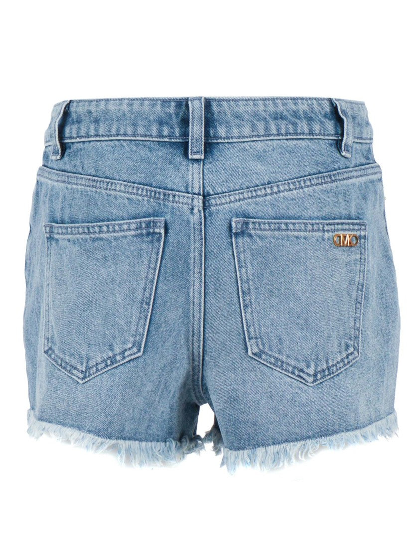 Michael Kors Gisele Mid Rise Frayed Denim Shorts
