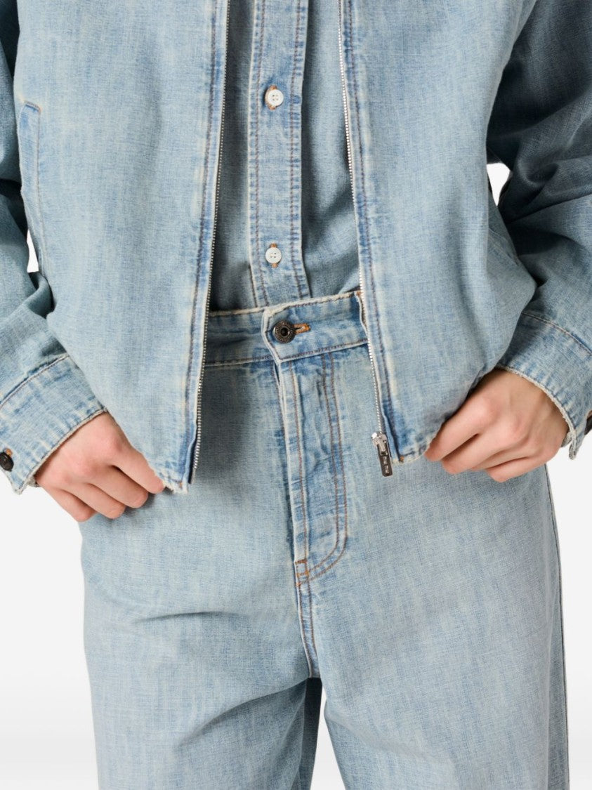 Miu Miu Blue High-Rise Chambray Stonewashed Jeans
