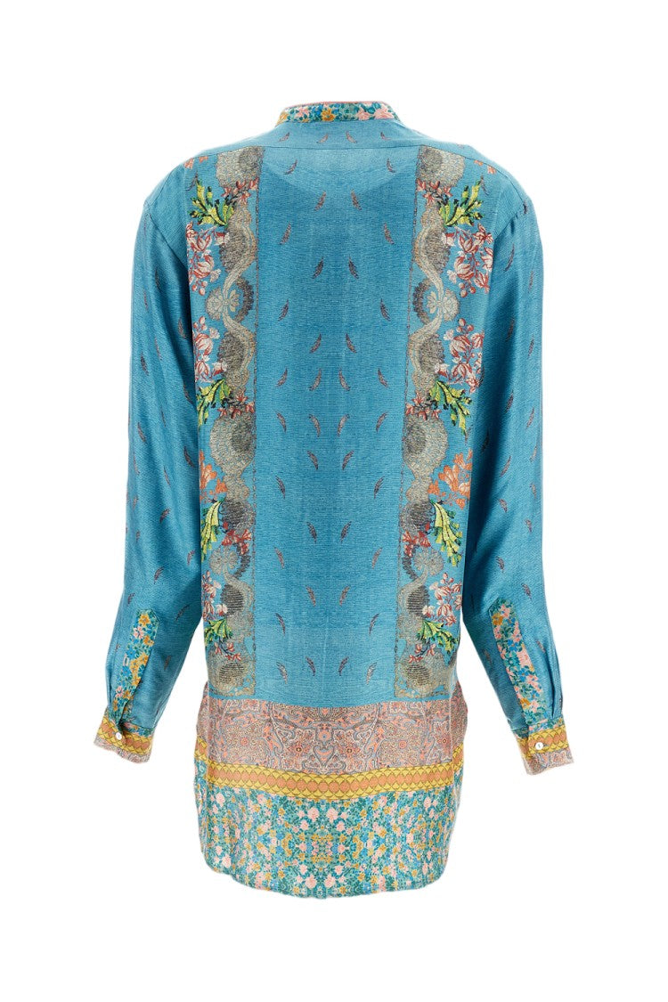 Pierre-Louis Mascia Silk Tunic Shirt With Mandarin Collar