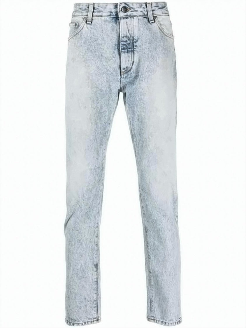 Palm Angels Light Acid-Wash Blue Denim Pants With Logo Detailing
