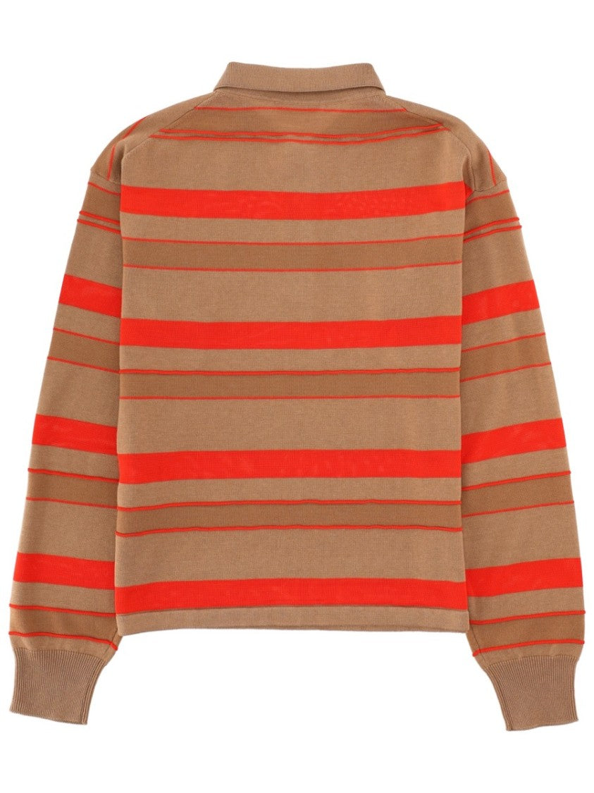 J. W. Anderson Striped Long-Sleeve Polo Shirt With Classic Collar And Ribbed Cuffs