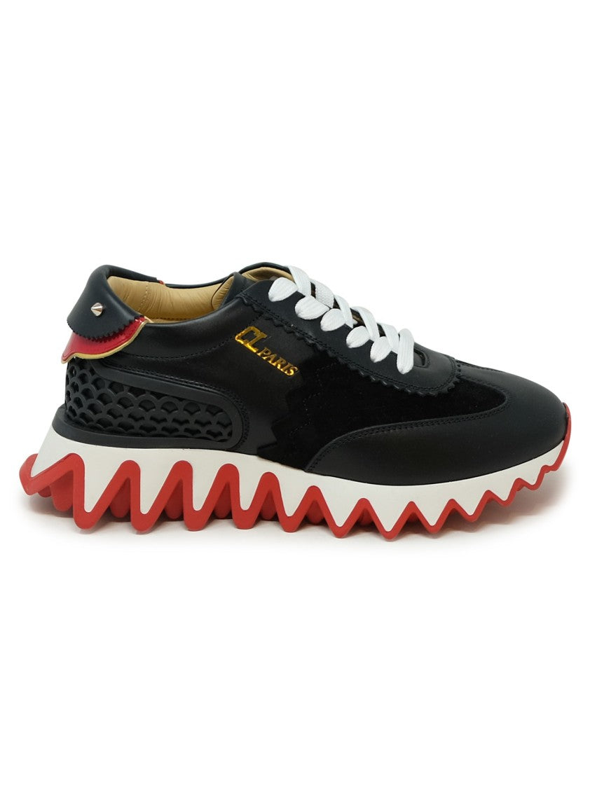 Christian Louboutin Black/Loubi Calf/Vv/Pat Loubishark Donna Flat Sneakers