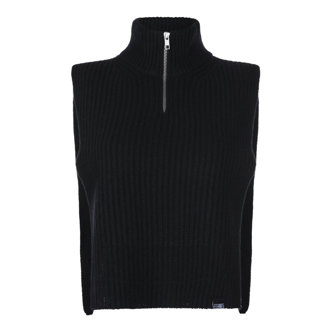 Mm6 By Maison Margiela Wool Stole Vest Sweater With Half Zip And Ribbed Texture