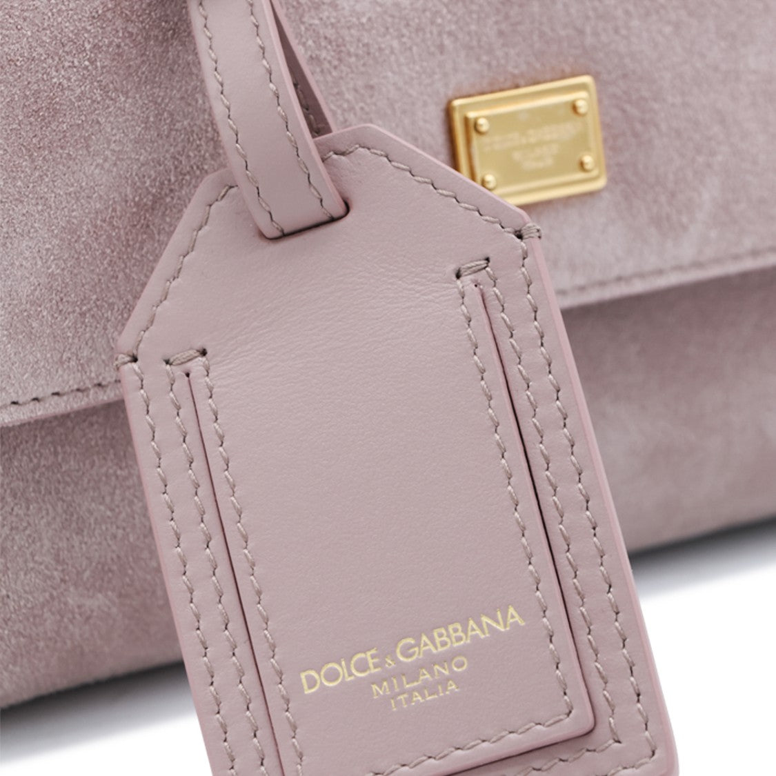 Dolce & Gabbana Structured Suede Handbag With Smooth Leather Accents