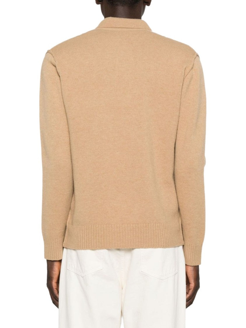 Paolo Pecora Milano Beige Argyle Virgin Wool Polo Shirt