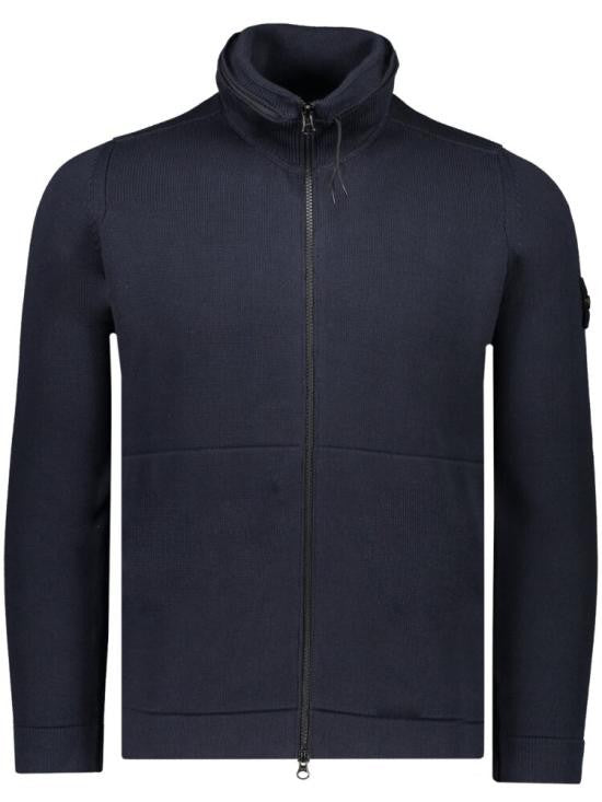 Stone Island Zip-Up Fitted Jacket With High Collar And Subtle Detailing