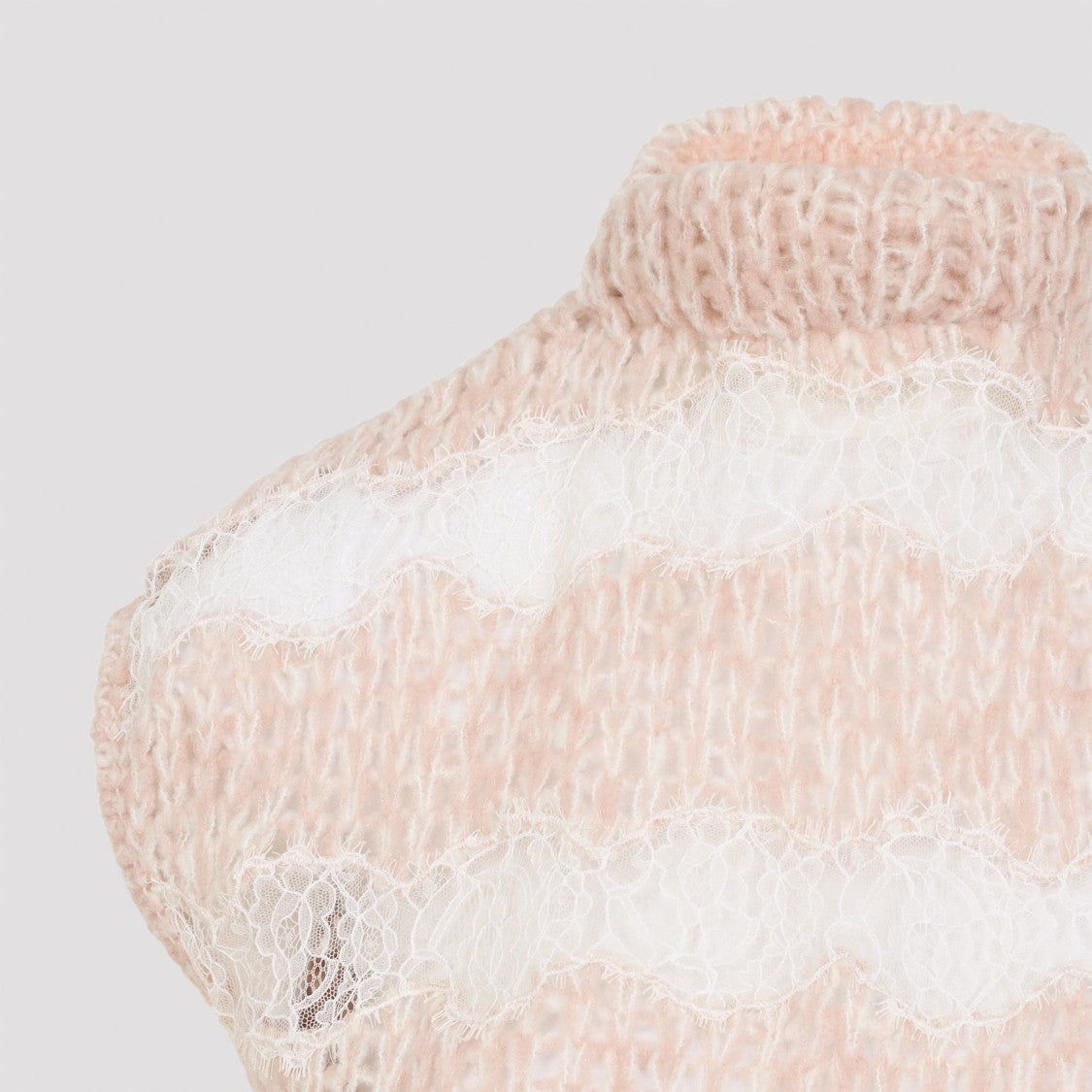 Giambattista Valli Pastel Pink High-Neck Knit Top