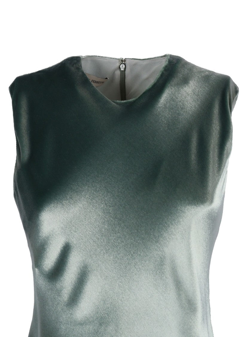 Alberta Ferretti Sleeveless Maxi Dress With Subtle Sheen And Flared Hem