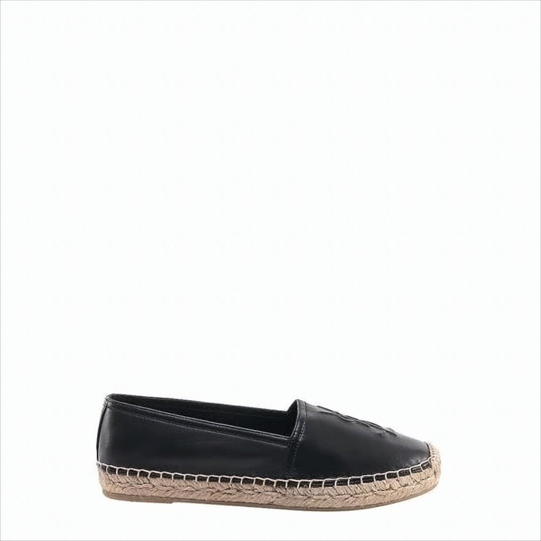 Saint Laurent Smooth Lambskin Slip-On Flats With Jute Midsole