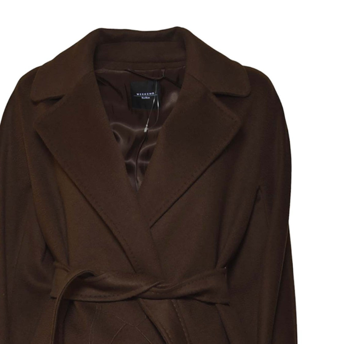 Max Mara Mid-Length Brown Virgin Wool Wrap Coat