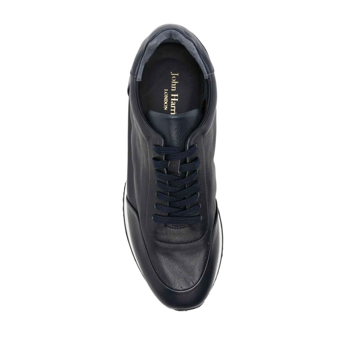 John Harrison Blue Leather Wedge Sneakers