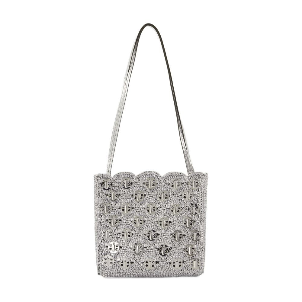 Rabanne Woven Silver Raphia Shoulder Bag