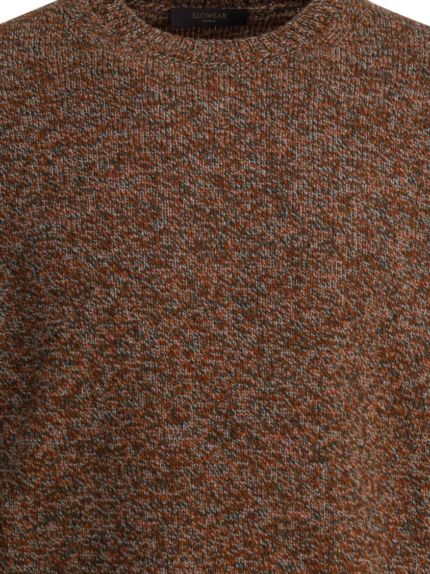 Zanone Textured Knit Sweater With Classic Crew Neck