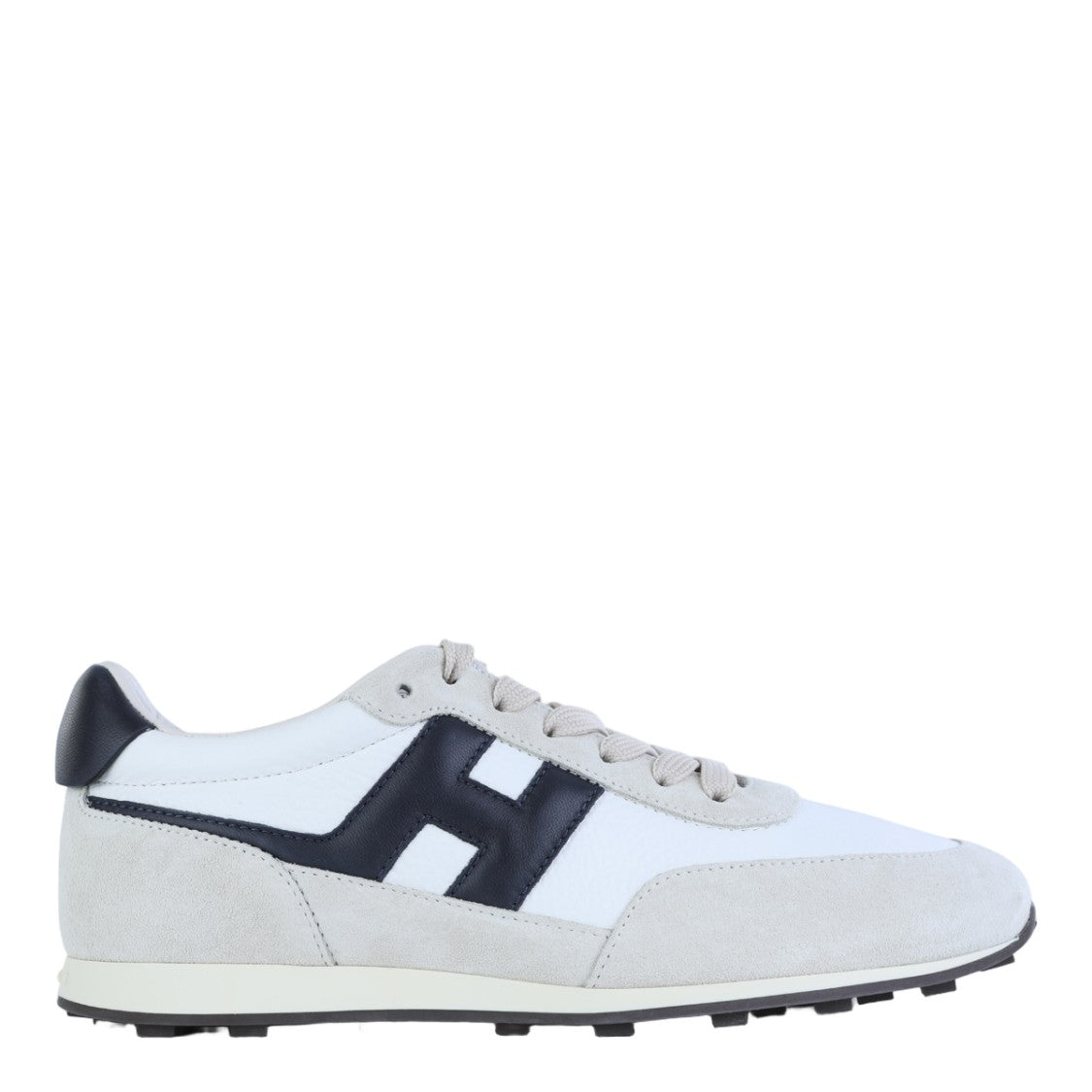 Hogan White Sneakers With Grey Suede Overlays