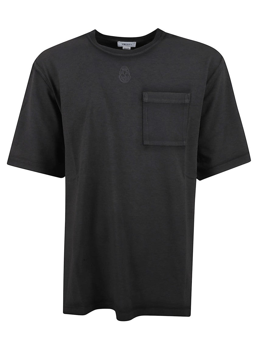 Alexander Mcqueen Casual Black T-Shirt With Skull Embroidery