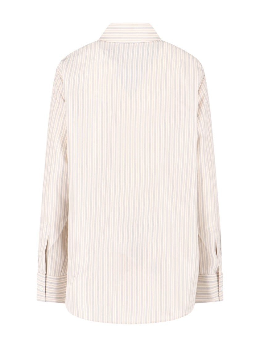 Róhe Classic Button-Up Silk Shirt With Vertical Stripes