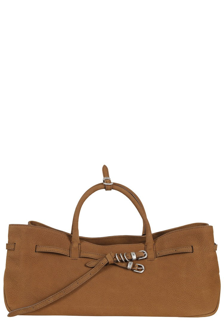 Margesherwood Brown Grandma Used Padlock-Ring Leather Shoulder Bag
