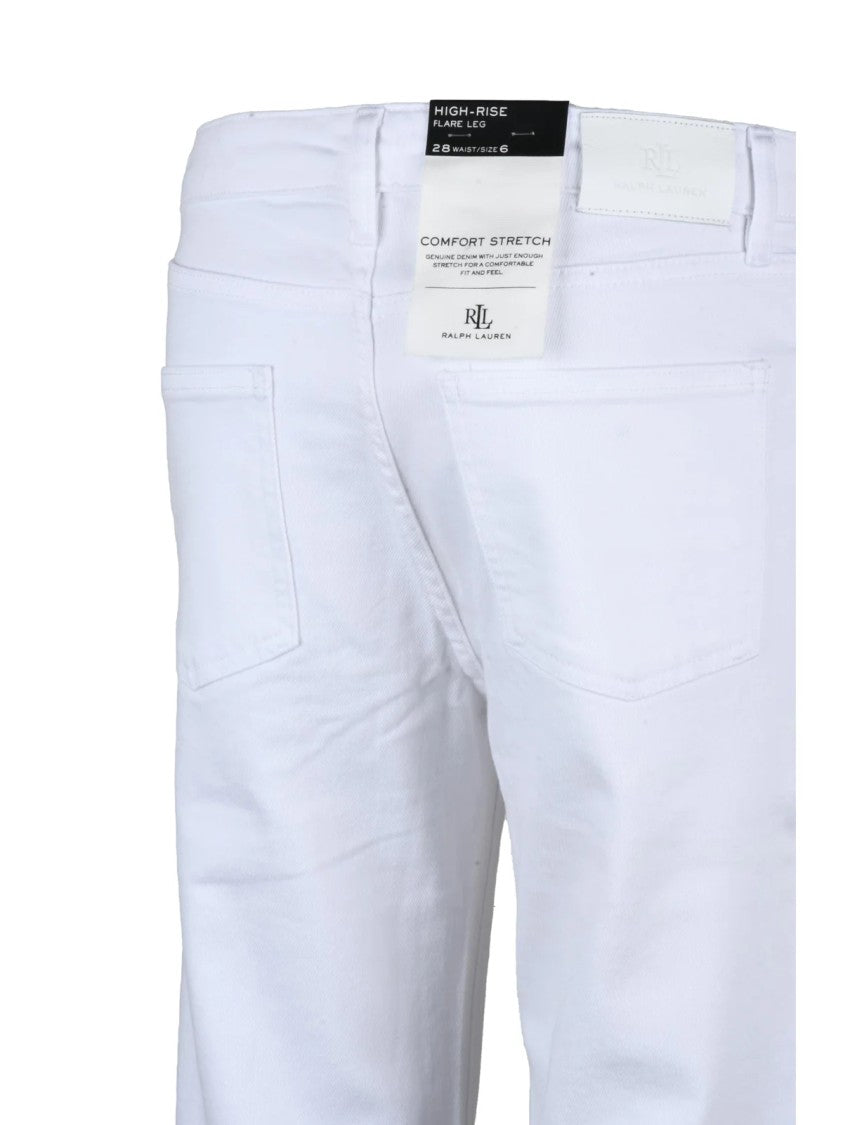 Lauren Ralph Lauren White High-Rise Stretch Flared Jeans