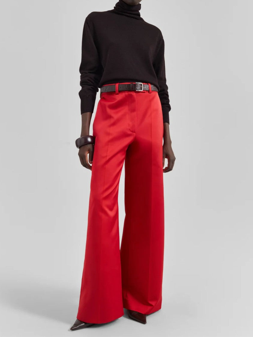 The Frankie Shop Red Wide Leg Satin Wide-Leg Pants