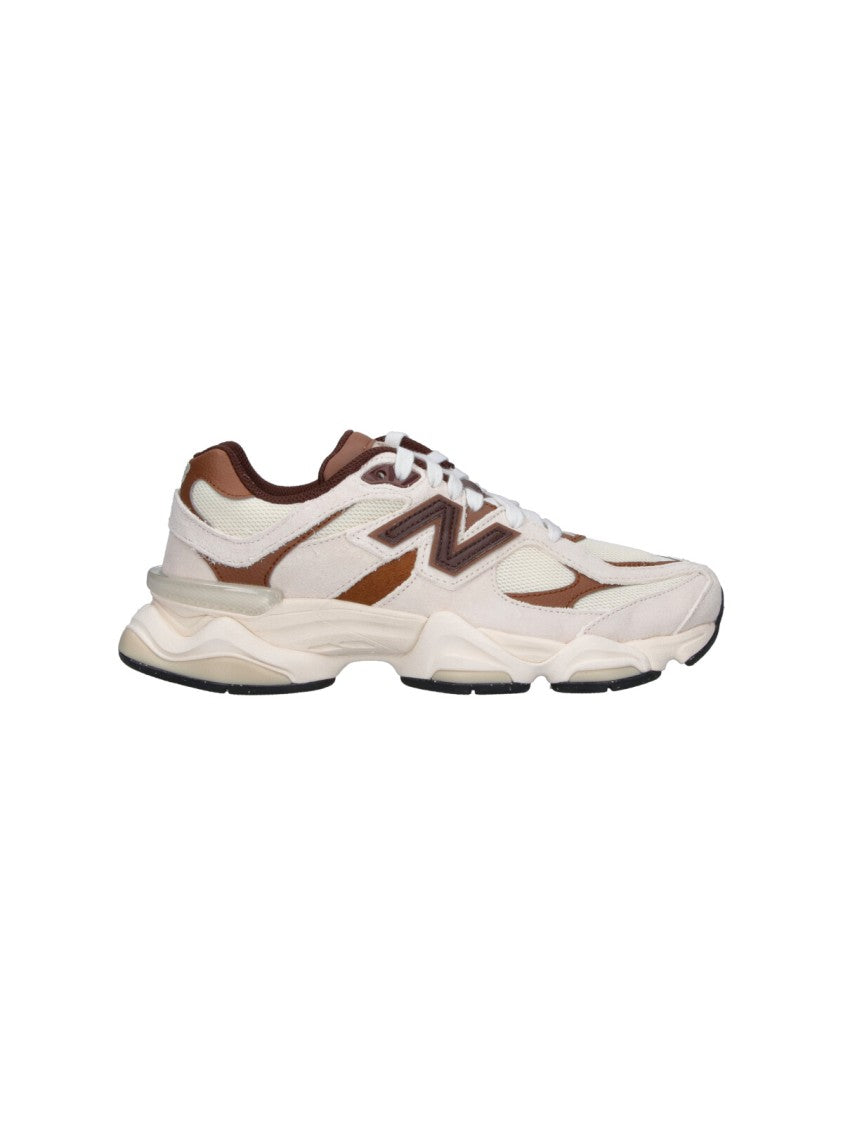 New Balance 9060 Cream Suede Round Toe Sneakers