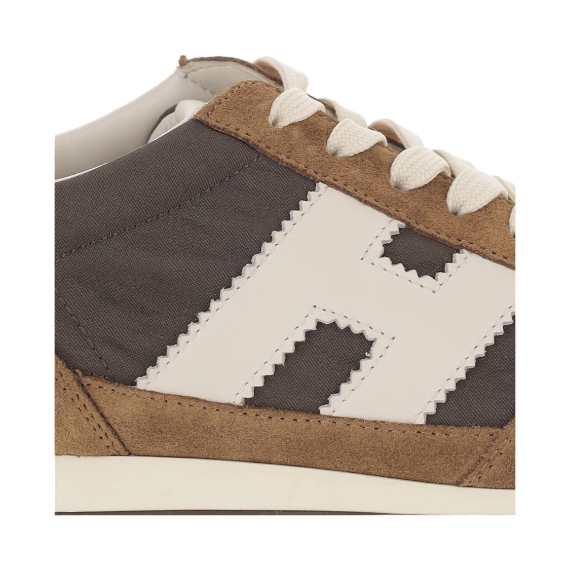 Hogan Beige Athletic Contrast Suede Mesh Sneakers