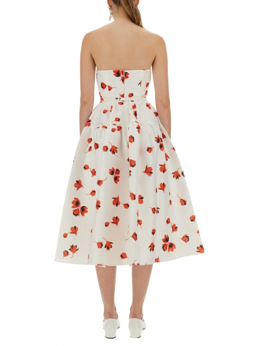 Self-Portrait Floral-Print Midi Dress With Fitted Bodice