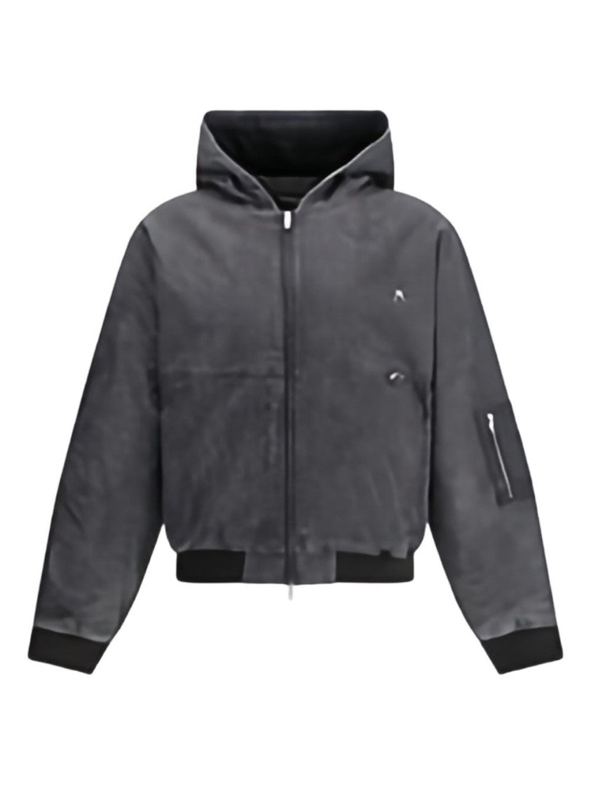 Represent Cropped Hooded Bomber Jacket With Subtle Logo Detail