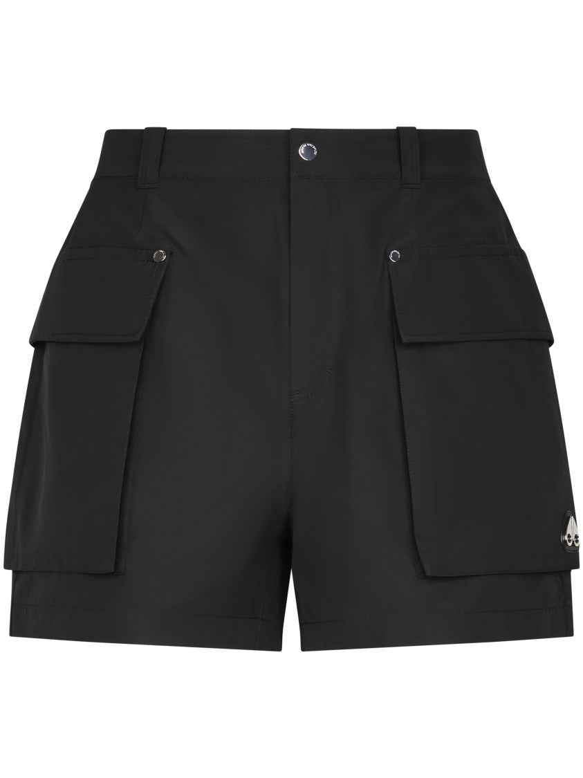 Moose Knuckles Mid-Thigh Black Shorts With Flap Pockets