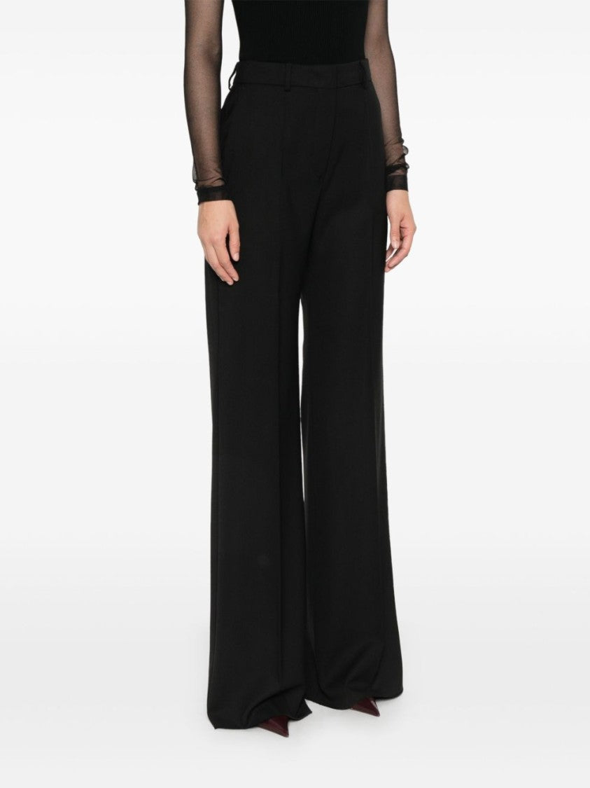 Sportmax Tailored Black Trousers With Concealed Front Fastening And Wide-Leg Silhouette